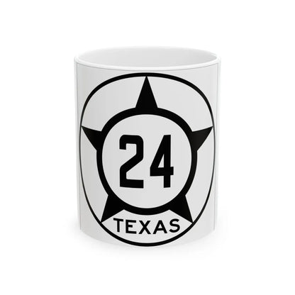Old Texas 24 (Texas) (Road Sign) White Coffee Mug 11oz - Go Mug Yourself