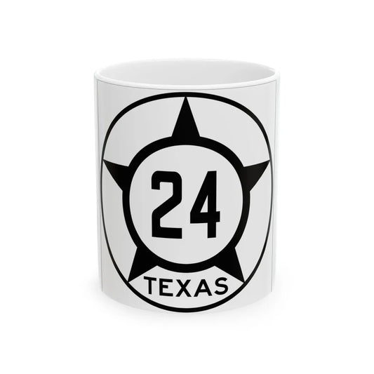Old Texas 24 (Texas) (Road Sign) White Coffee Mug 11oz - Go Mug Yourself