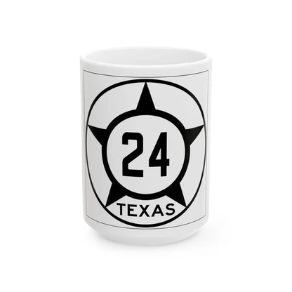Old Texas 24 (Texas) (Road Sign) White Coffee Mug 15oz - Go Mug Yourself