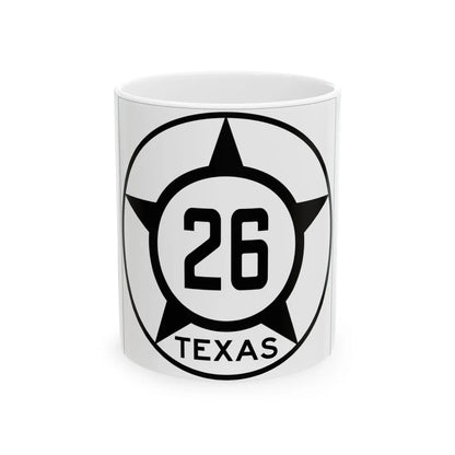 Old Texas 26 (Texas) (Road Sign) White Coffee Mug 11oz - Go Mug Yourself