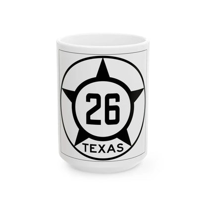 Old Texas 26 (Texas) (Road Sign) White Coffee Mug 15oz - Go Mug Yourself