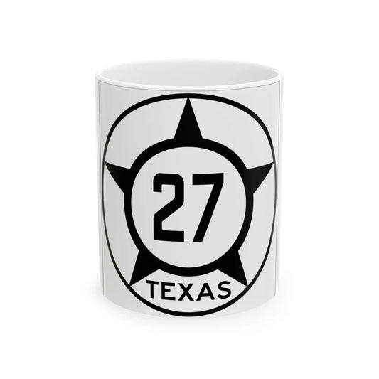 Old Texas 27 (Texas) (Road Sign) White Coffee Mug 11oz - Go Mug Yourself