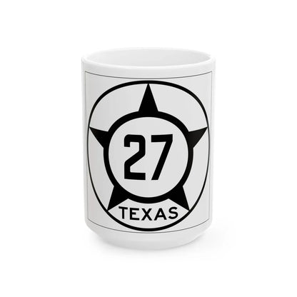 Old Texas 27 (Texas) (Road Sign) White Coffee Mug 15oz - Go Mug Yourself