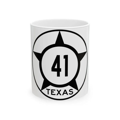 Old Texas 41 (Texas) (Road Sign) White Coffee Mug 11oz - Go Mug Yourself