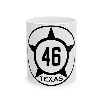 Old Texas 46 (Texas) (Road Sign) White Coffee Mug 11oz - Go Mug Yourself