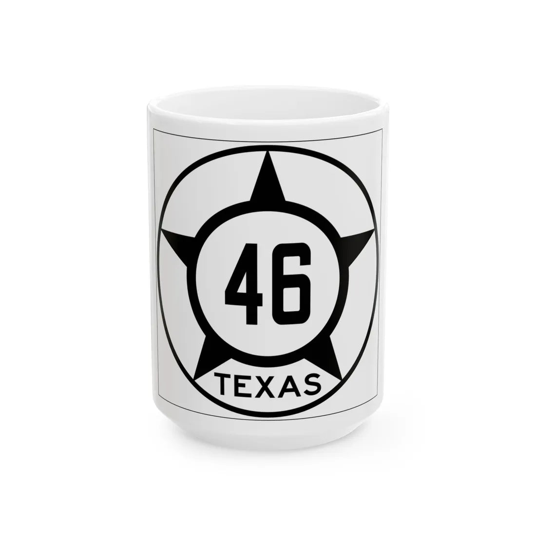 Old Texas 46 (Texas) (Road Sign) White Coffee Mug 15oz - Go Mug Yourself