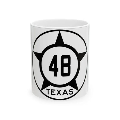 Old Texas 48 (Texas) (Road Sign) White Coffee Mug 11oz - Go Mug Yourself
