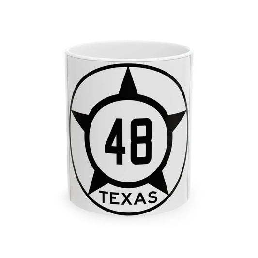 Old Texas 48 (Texas) (Road Sign) White Coffee Mug 11oz - Go Mug Yourself