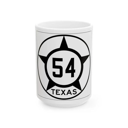 Old Texas 54 (Texas) (Road Sign) White Coffee Mug 15oz - Go Mug Yourself