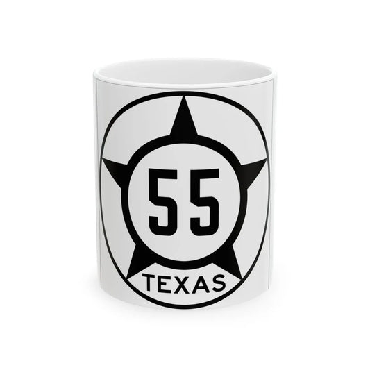 Old Texas 55 (Texas) (Road Sign) White Coffee Mug 11oz - Go Mug Yourself