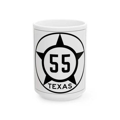 Old Texas 55 (Texas) (Road Sign) White Coffee Mug 15oz - Go Mug Yourself