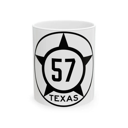 Old Texas 57 (Texas) (Road Sign) White Coffee Mug 11oz - Go Mug Yourself