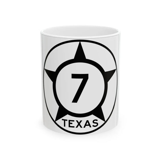 Old Texas 7 (Texas) (Road Sign) White Coffee Mug 11oz - Go Mug Yourself