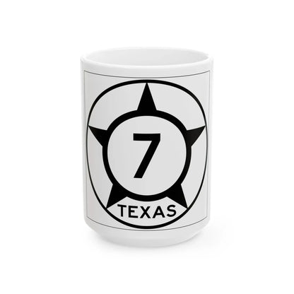 Old Texas 7 (Texas) (Road Sign) White Coffee Mug 15oz - Go Mug Yourself