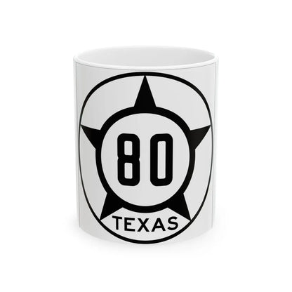Old Texas 80 (Texas) (Road Sign) White Coffee Mug 11oz - Go Mug Yourself
