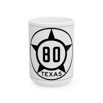 Old Texas 80 (Texas) (Road Sign) White Coffee Mug 15oz - Go Mug Yourself