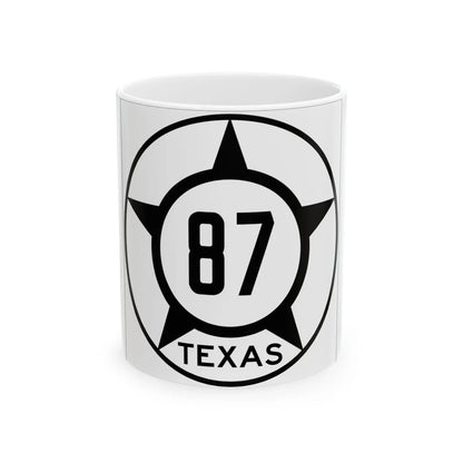 Old Texas 87 (Texas) (Road Sign) White Coffee Mug 11oz - Go Mug Yourself