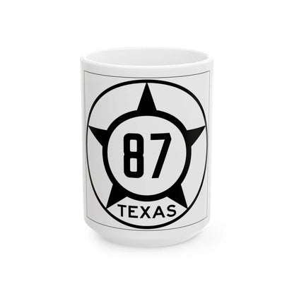 Old Texas 87 (Texas) (Road Sign) White Coffee Mug 15oz - Go Mug Yourself