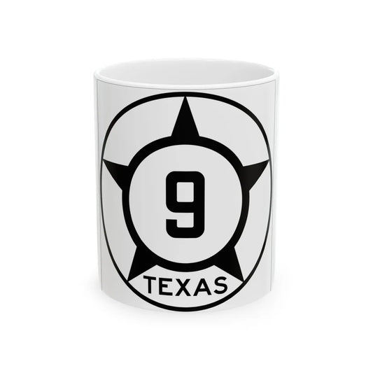 Old Texas 9 (Texas) (Road Sign) White Coffee Mug 11oz - Go Mug Yourself
