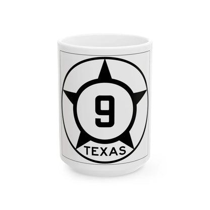 Old Texas 9 (Texas) (Road Sign) White Coffee Mug 15oz - Go Mug Yourself