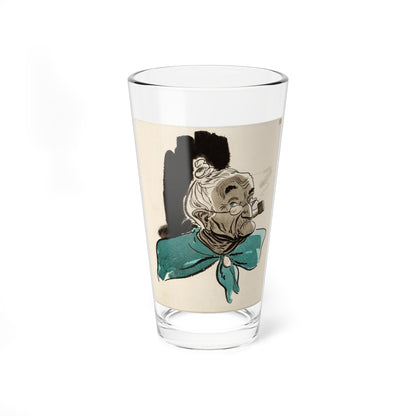 Old Woman with Pipe Illustration (Magazine Illustration) Pint Glass 16oz-16oz-Go Mug Yourself