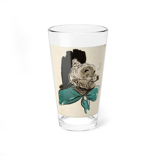 Old Woman with Pipe Illustration (Magazine Illustration) Pint Glass 16oz 16oz - Go Mug Yourself