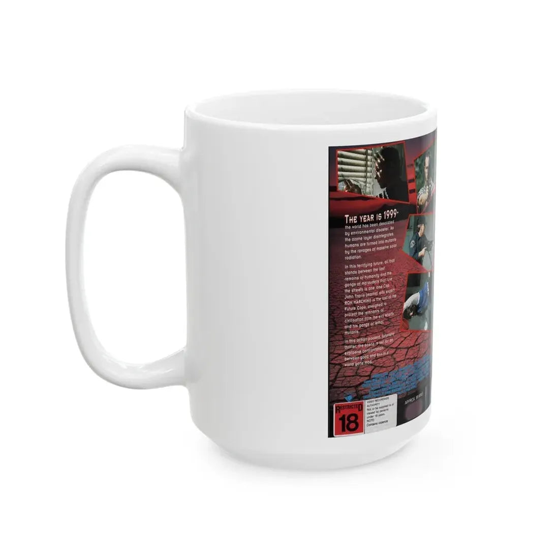 OMEGA COP RON MARCHINI (VHS COVER) - White Coffee Mug - Go Mug Yourself