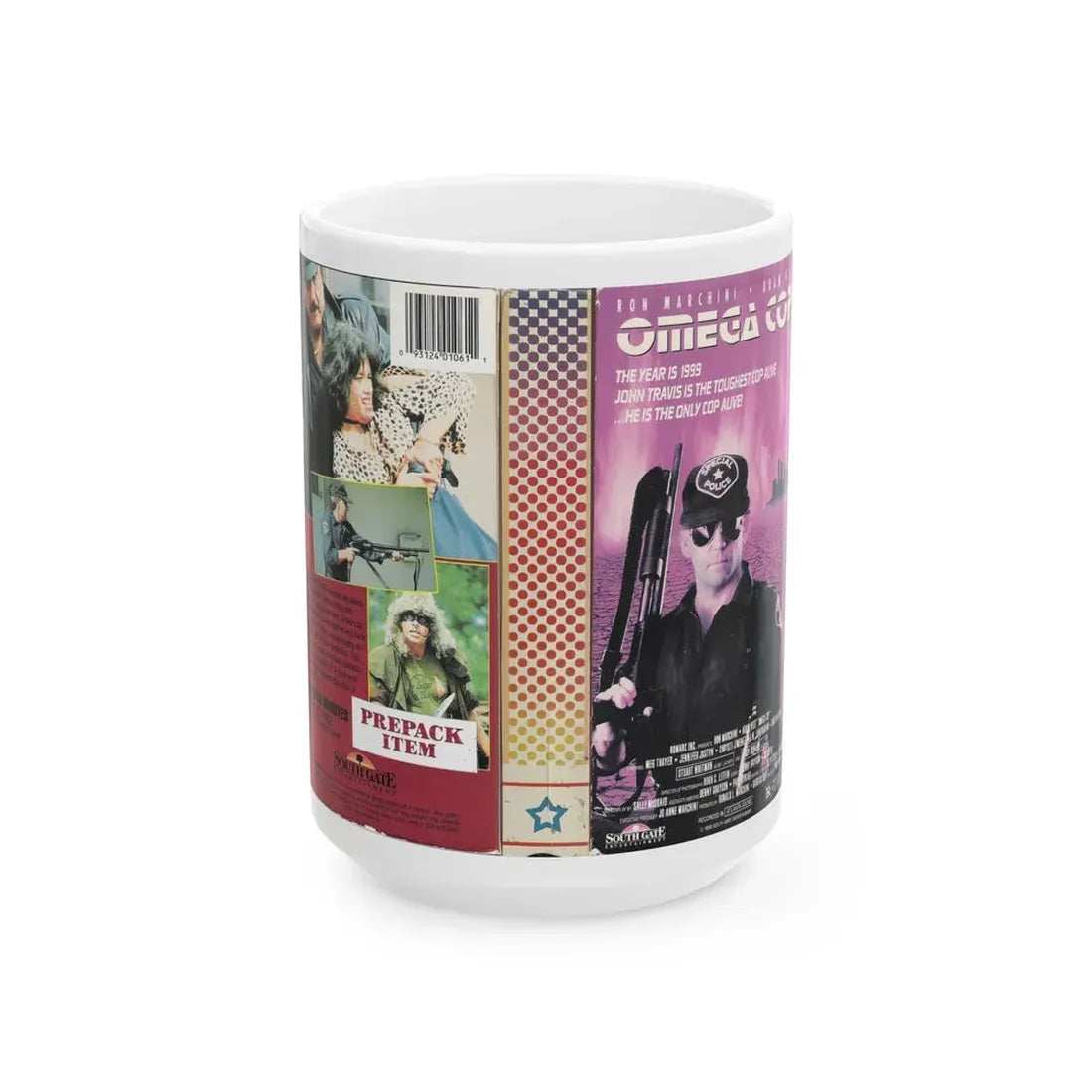 OMEGA COP (VHS COVER) - White Coffee Mug 15oz - Go Mug Yourself
