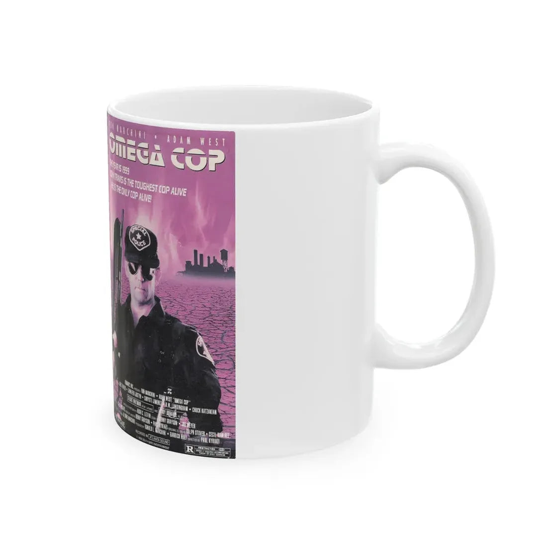 OMEGA COP (VHS COVER) - White Coffee Mug - Go Mug Yourself