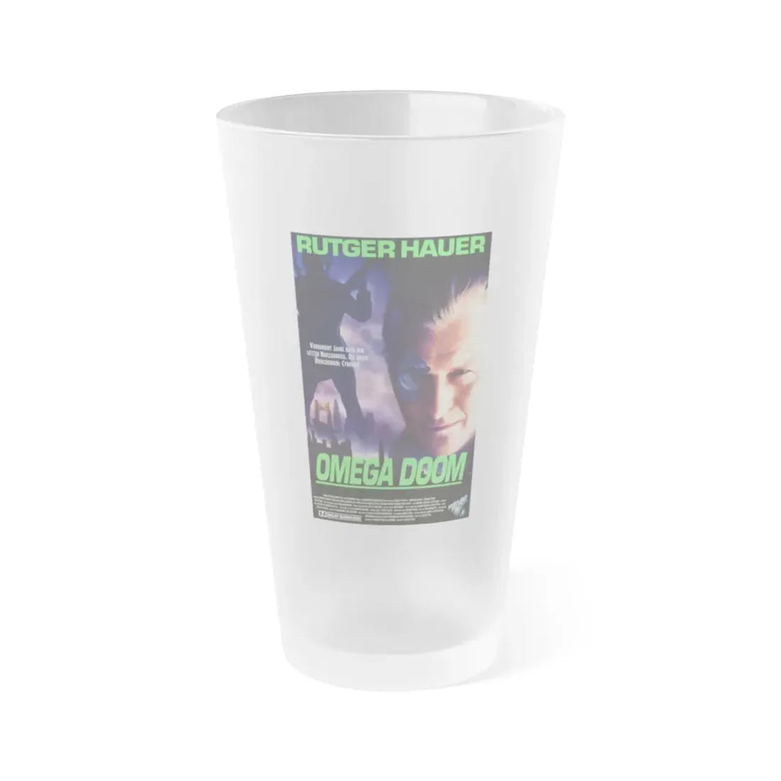 OMEGA DOOM (GERMAN) 1996 Movie Poster - Frosted Pint Glass 16oz 16oz Frosted - Go Mug Yourself