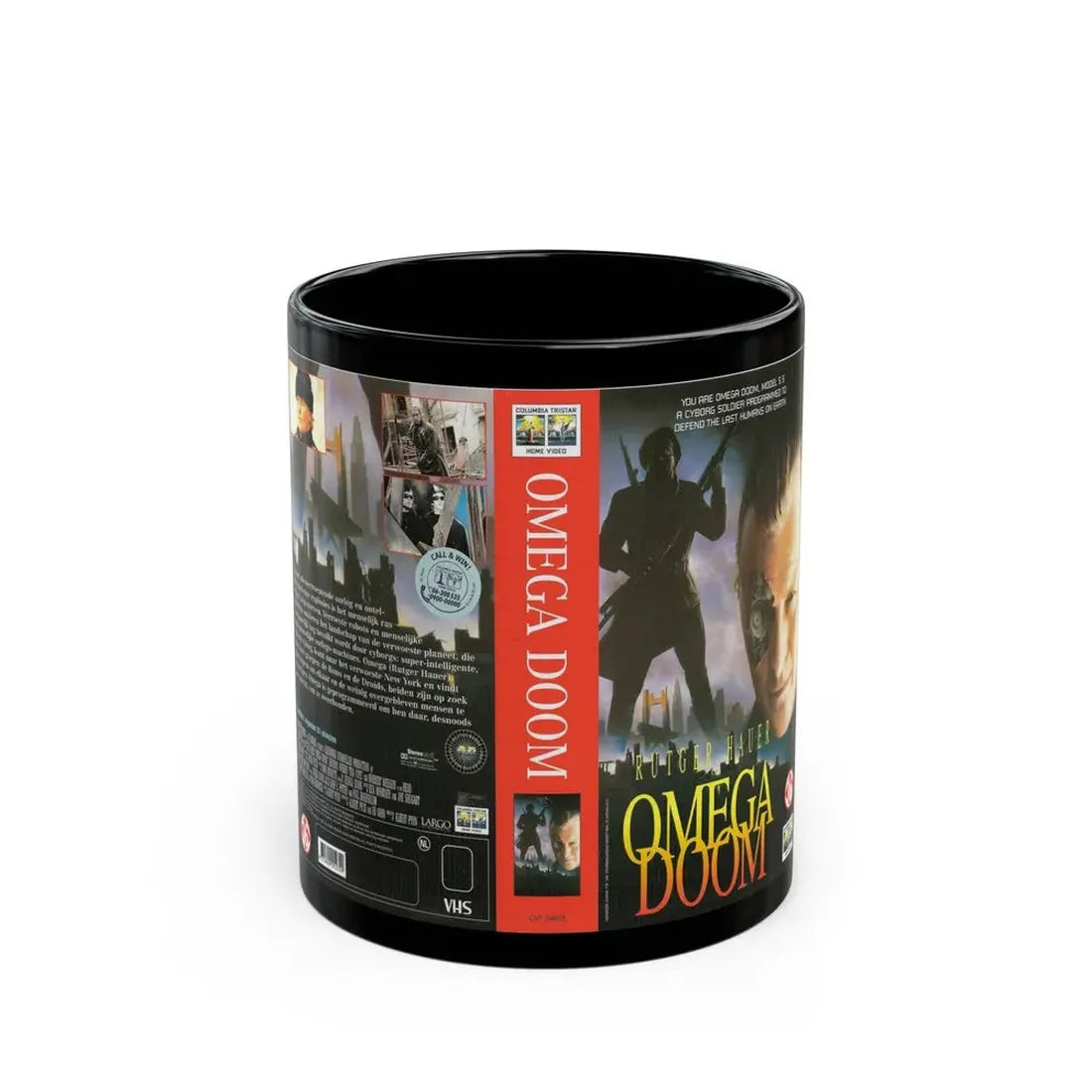 OMEGA DOOM (VHS COVER) - Black Coffee Mug 11oz - Go Mug Yourself