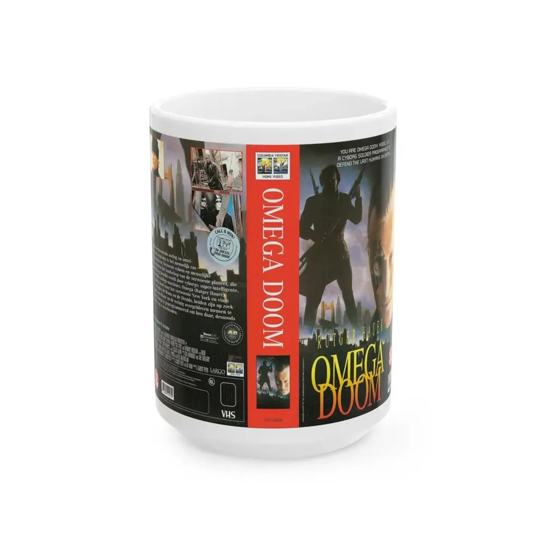 OMEGA DOOM (VHS COVER) - White Coffee Mug 15oz - Go Mug Yourself