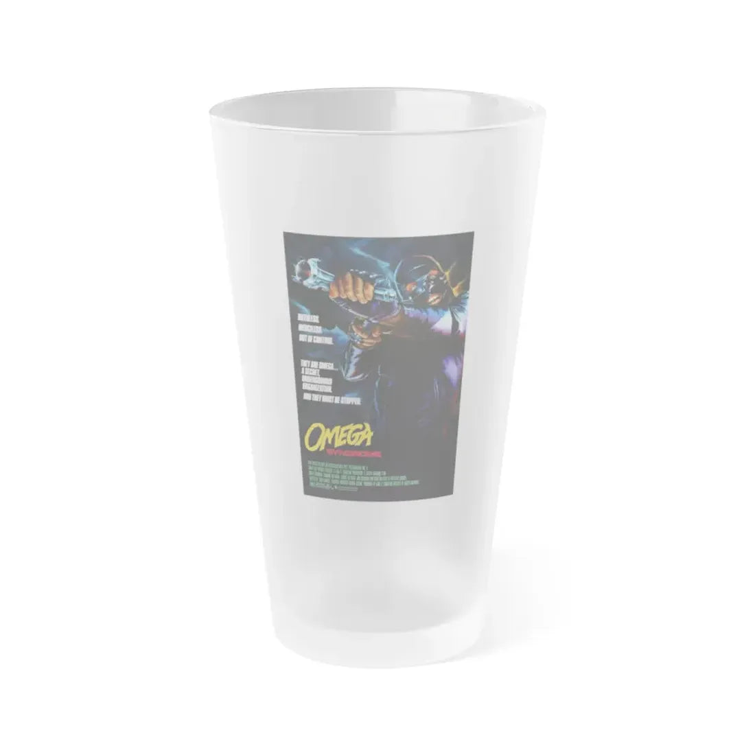 OMEGA SYNDROME 1986 Movie Poster - Frosted Pint Glass 16oz 16oz Frosted - Go Mug Yourself