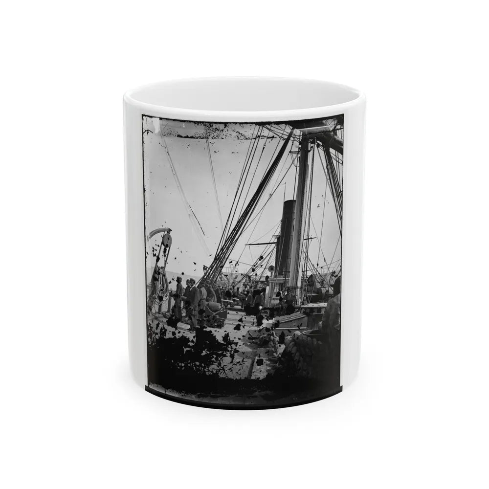 On Deck Of U.S.S. Arago, Off Charleston, Sc (U.S. Civil War) White Coffee Mug-11oz-Go Mug Yourself