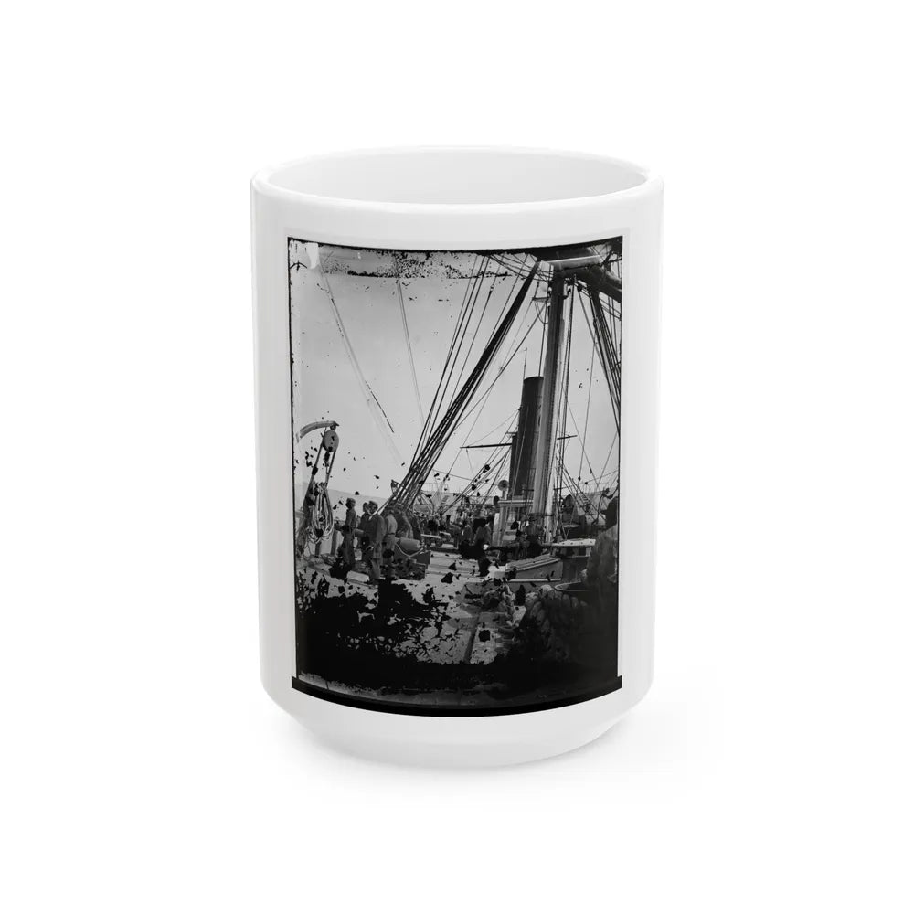 On Deck Of U.S.S. Arago, Off Charleston, Sc (U.S. Civil War) White Coffee Mug-15oz-Go Mug Yourself