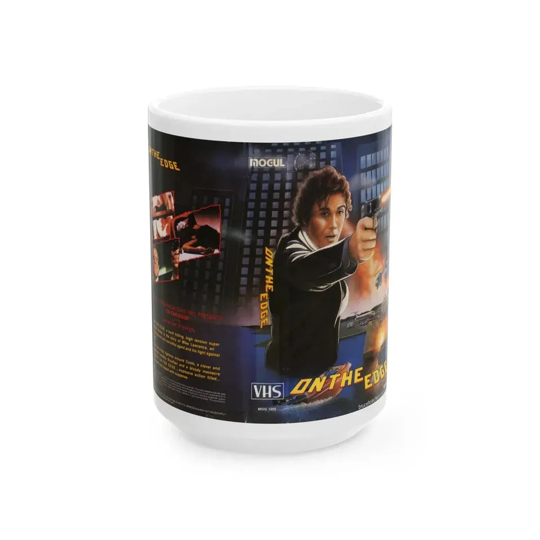 ON THE EDGE (VHS COVER) - White Coffee Mug 15oz - Go Mug Yourself