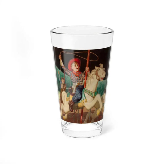 On the Merry-Go-Round, calendar illustration (Magazine Illustration) Pint Glass 16oz 16oz - Go Mug Yourself