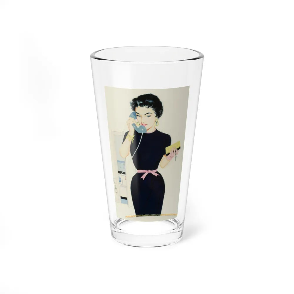 On the Phone (Magazine Illustration) Pint Glass 16oz-16oz-Go Mug Yourself