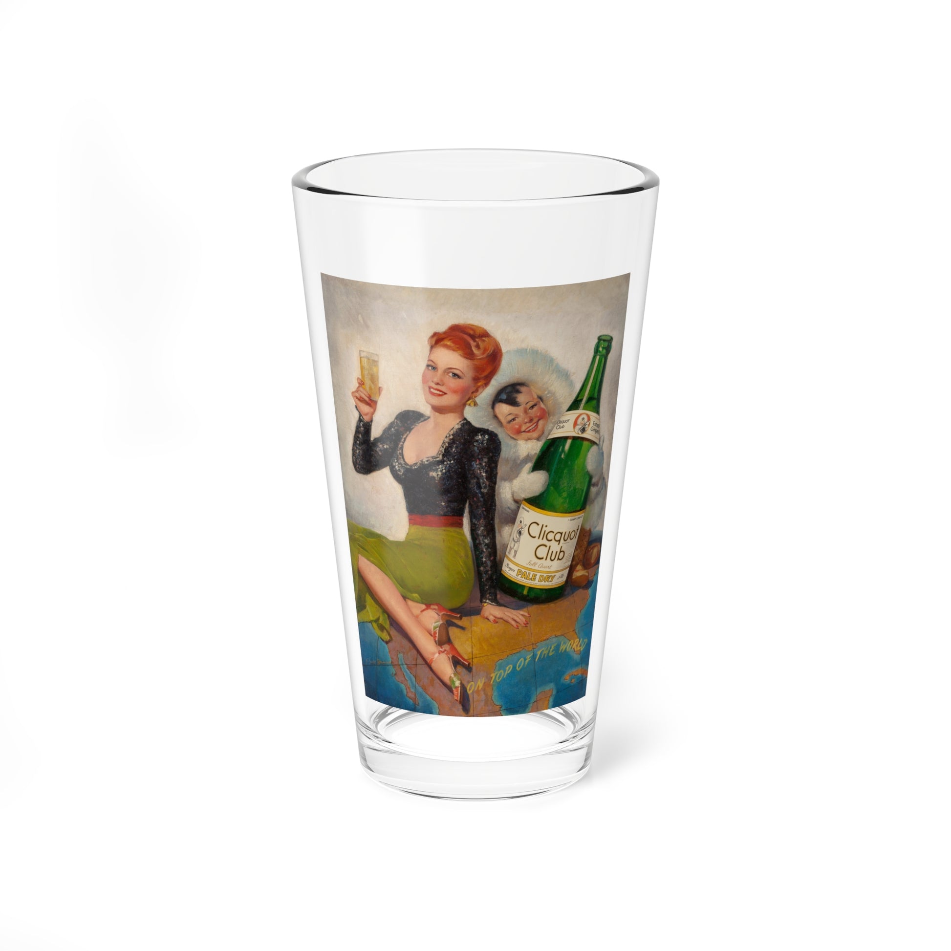 On Top of the World, Clicquot Club advertising illustration, circa 1950 (Magazine Illustration) Pint Glass 16oz-16oz-Go Mug Yourself