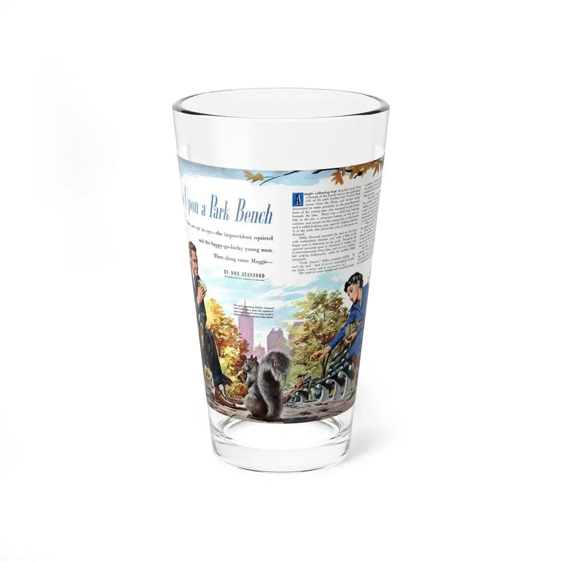 Once Upon a Park Bench, Redbook, September 1950 (Magazine Illustration) Pint Glass 16oz 16oz - Go Mug Yourself