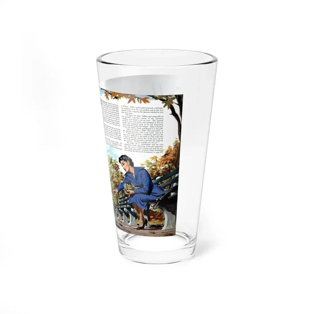 Once Upon a Park Bench, Redbook, September 1950 (Magazine Illustration) Pint Glass 16oz - Go Mug Yourself
