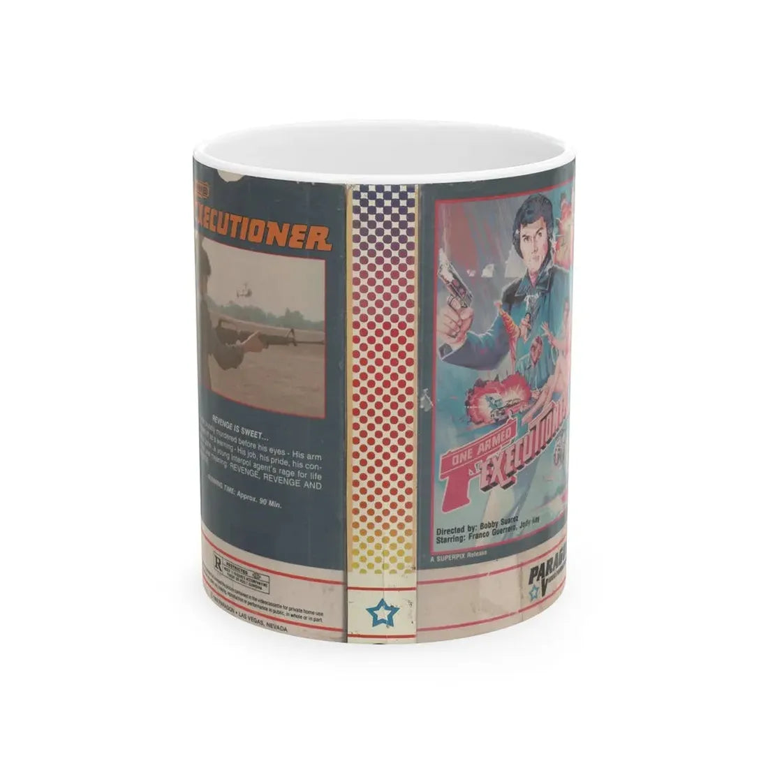 ONE ARMED EXECUTIONER (VHS COVER) - White Coffee Mug 11oz - Go Mug Yourself