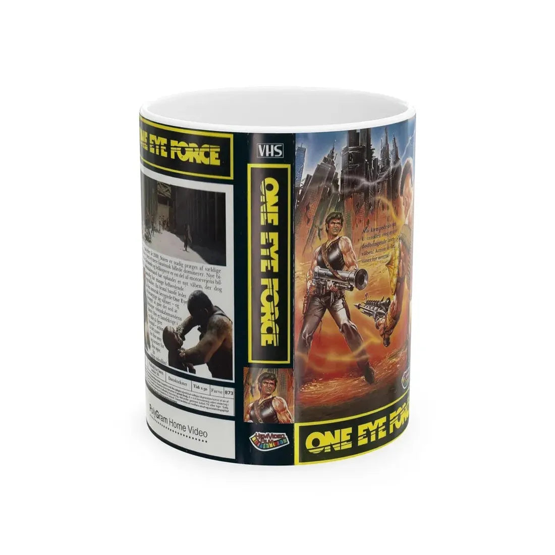 ONE EYE FORCE (VHS COVER) - White Coffee Mug 11oz - Go Mug Yourself