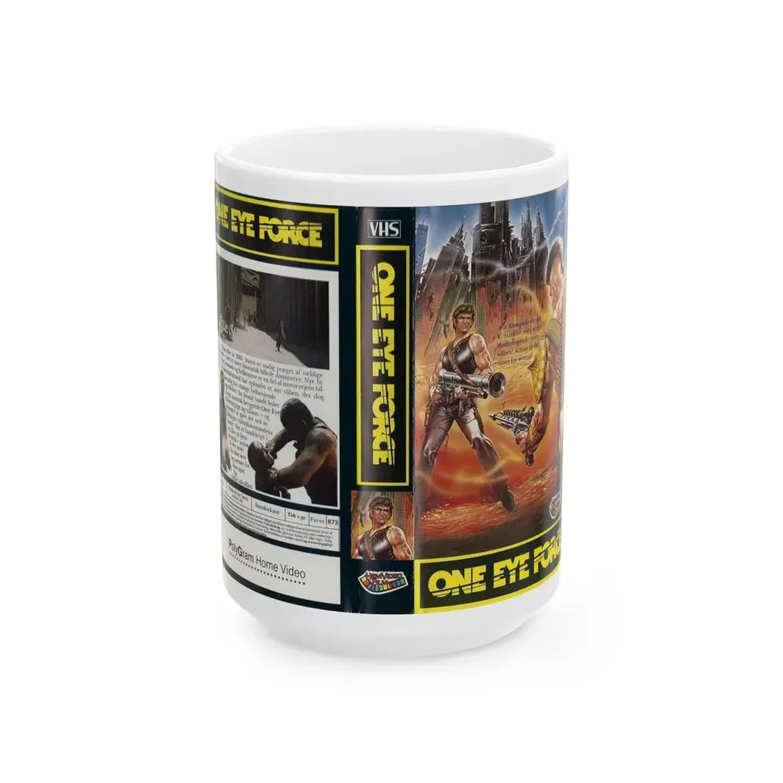 ONE EYE FORCE (VHS COVER) - White Coffee Mug 15oz - Go Mug Yourself