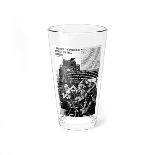 One Hour To Sabotage Hitler's Joy Girl Express, Real Men, December 1969 (Magazine Illustration) Pint Glass 16oz 16oz - Go Mug Yourself