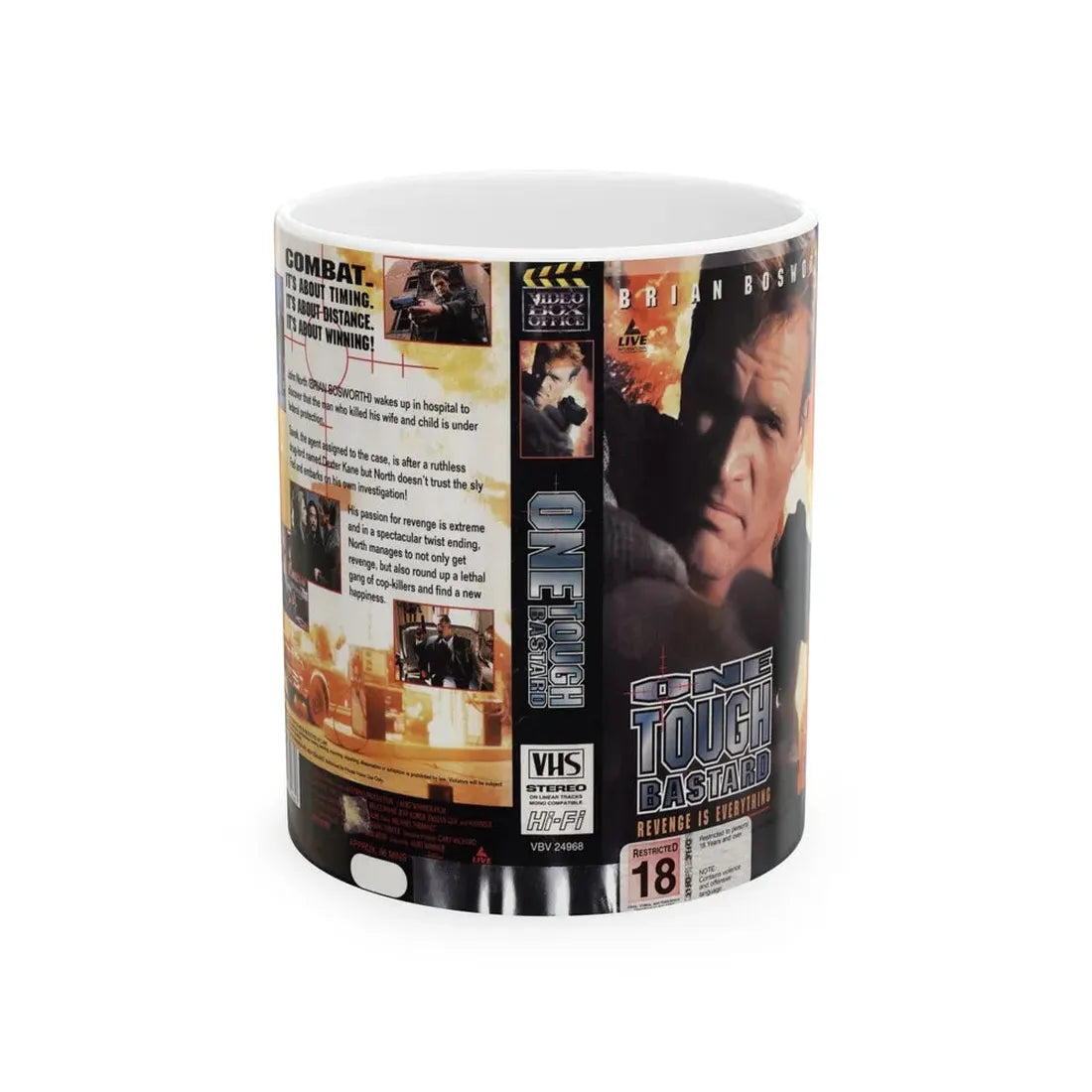 ONE TOUGH BASTARD (VHS COVER) - White Coffee Mug 11oz - Go Mug Yourself