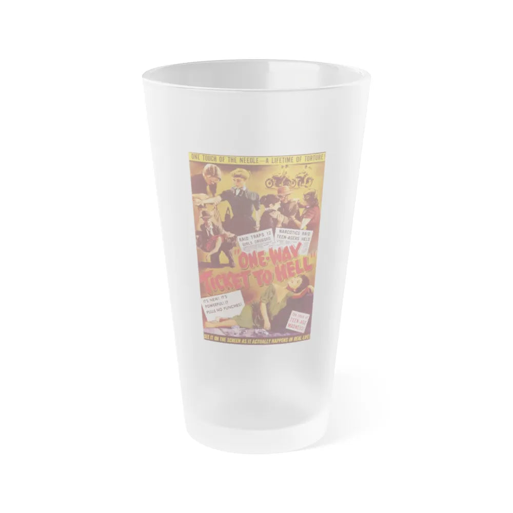 ONE WAY TICKET TO HELL 1955 Movie Poster - Frosted Pint Glass 16oz-16oz-Frosted-Go Mug Yourself