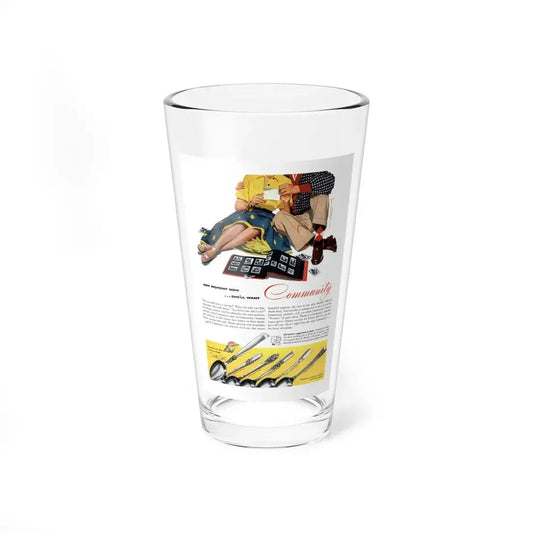 Oneida Community Plate, Redbook, November 1954 (Magazine Illustration) Pint Glass 16oz 16oz - Go Mug Yourself