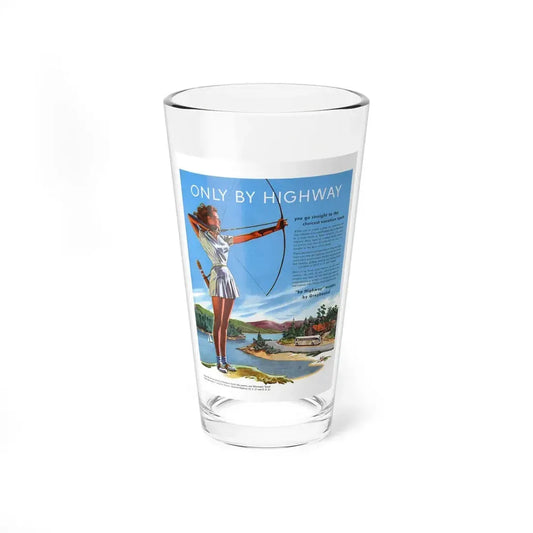 Only By Highway (1), Greyhound advertisement, 1946 (Magazine Illustration) Pint Glass 16oz 16oz - Go Mug Yourself