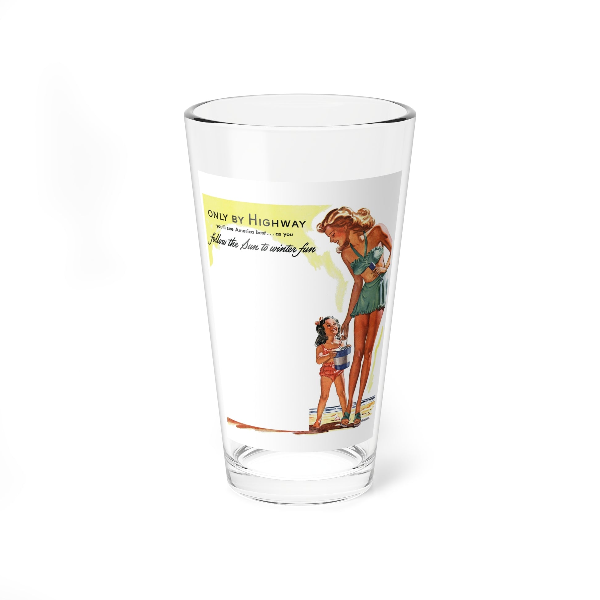 Only By Highway (2), Greyhound advertisement, 1946 (Magazine Illustration) Pint Glass 16oz-16oz-Go Mug Yourself